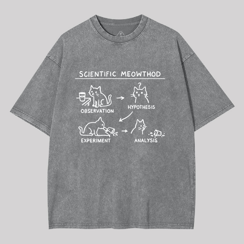 Scientific Meowthod Geek Washed T-shirt