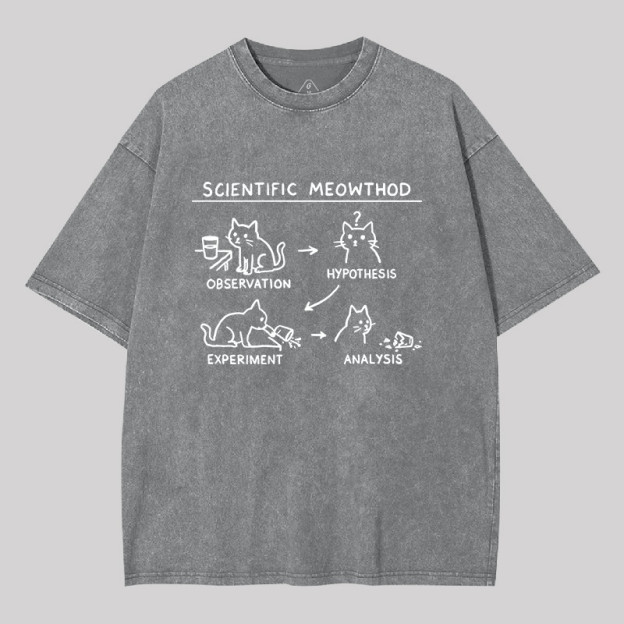 Scientific Meowthod Geek Washed T-shirt
