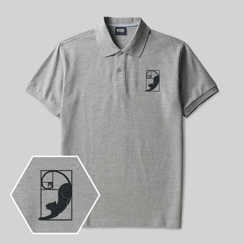 Fibonacci's Cat Geek Embroidered Polo Shirts
