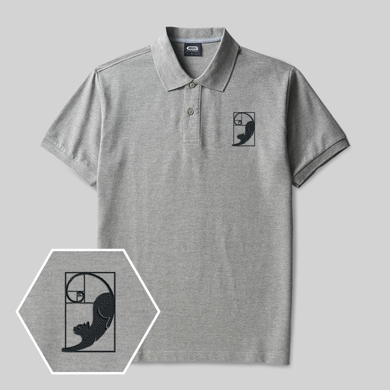 Fibonacci's Cat Geek Embroidered Polo Shirts
