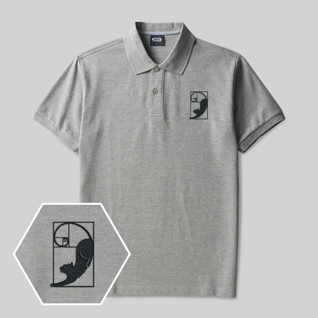 Fibonacci's Cat Geek Embroidered Polo Shirts