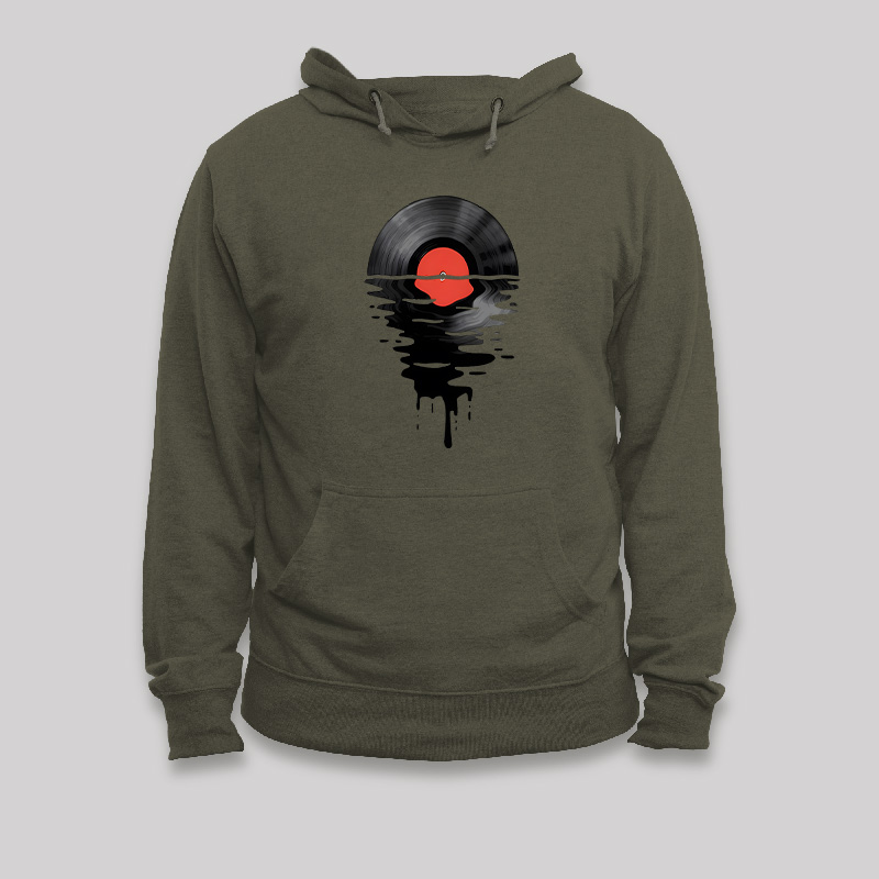 Vinyl LP Music Record Sunset Geek Hoodie