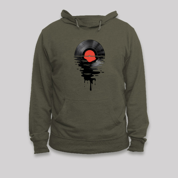 Vinyl LP Music Record Sunset Geek Hoodie