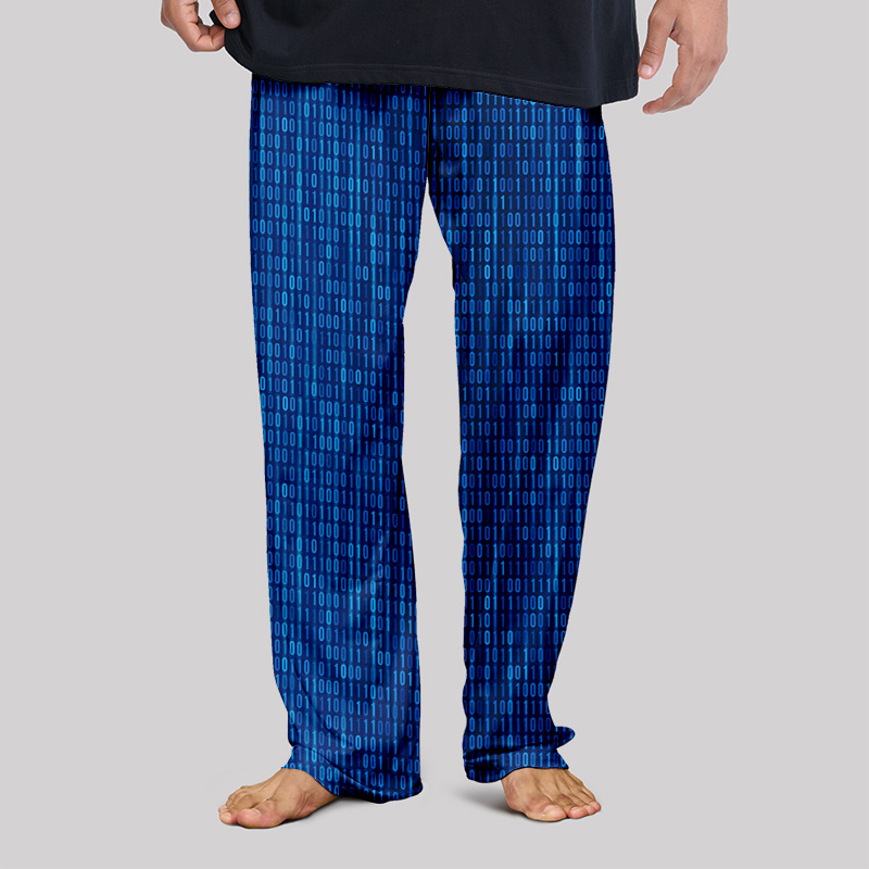 Binary Computer 1s and 0s Blue Geek Loungewear Pants