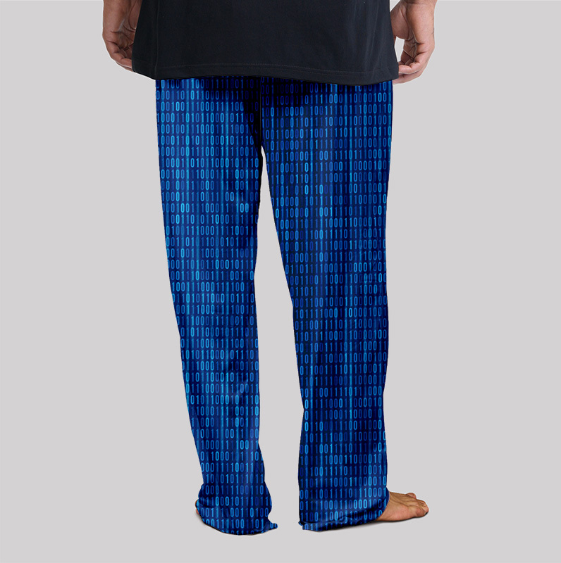 Binary Computer 1s and 0s Blue Geek Loungewear Pants