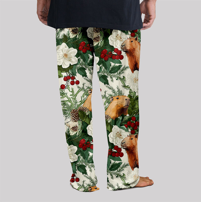 Christmas Winter Plant Capybara Geek Loungewear Pants