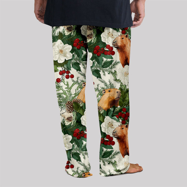 Christmas Winter Plant Capybara Geek Loungewear Pants