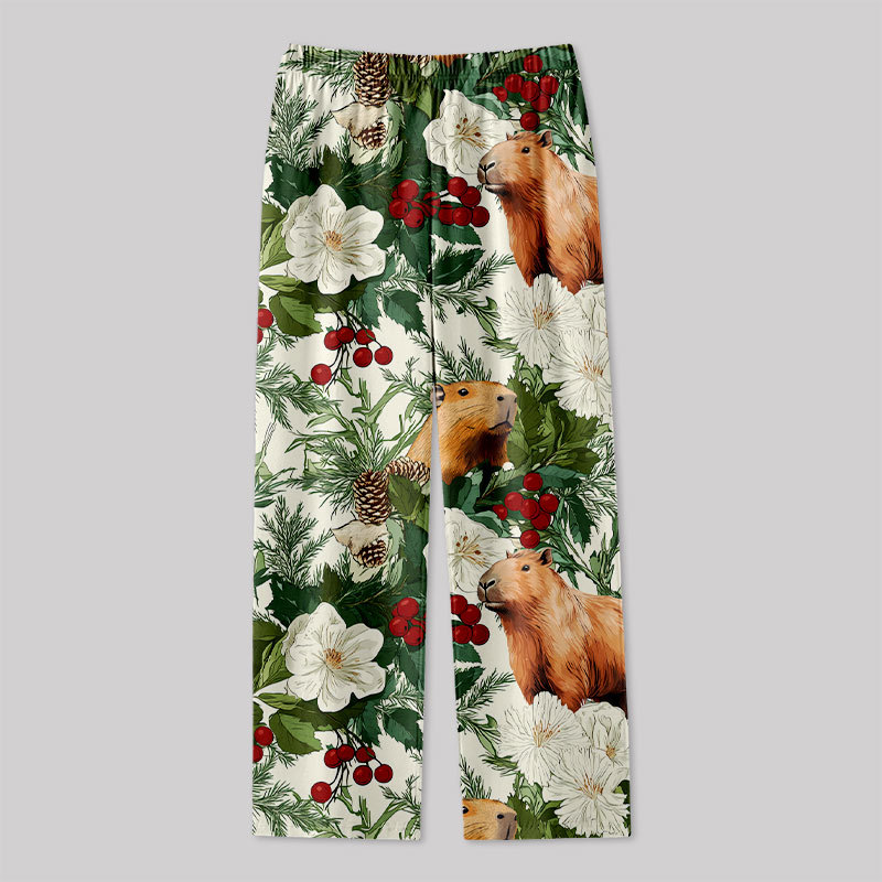 Christmas Winter Plant Capybara Geek Loungewear Pants