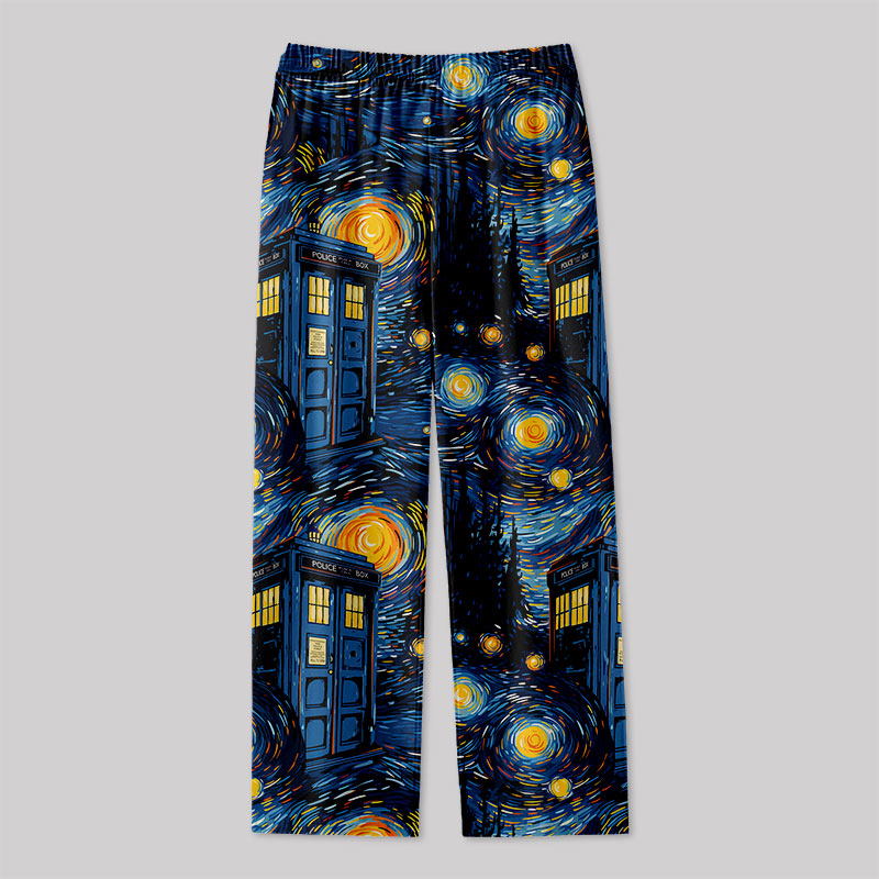 Starry Night Phone Booth Geek Loungewear Pants