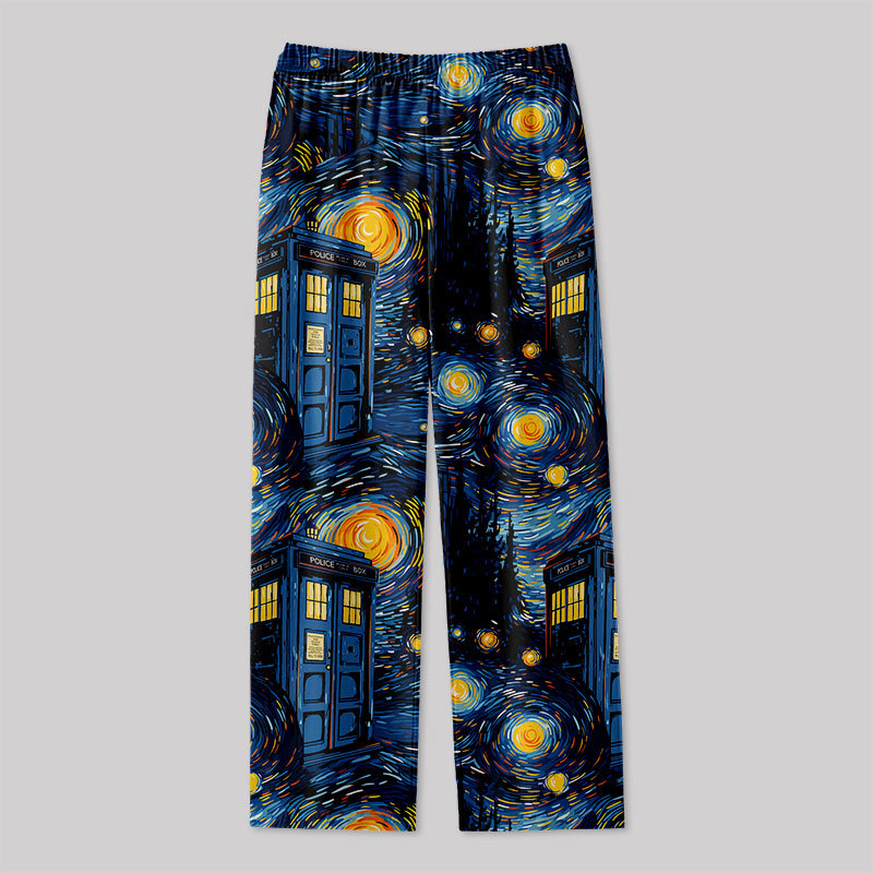 Starry Night Phone Booth Geek Loungewear Pants