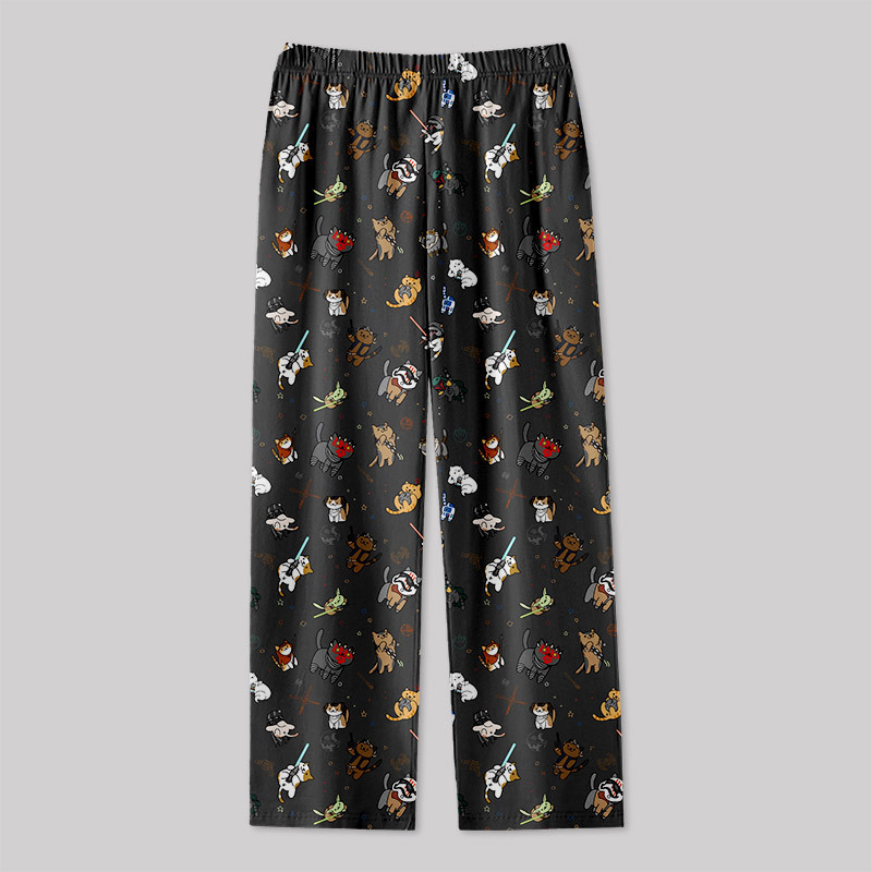 Tie The Fighter Cat Funny Geek Loungewear Pants