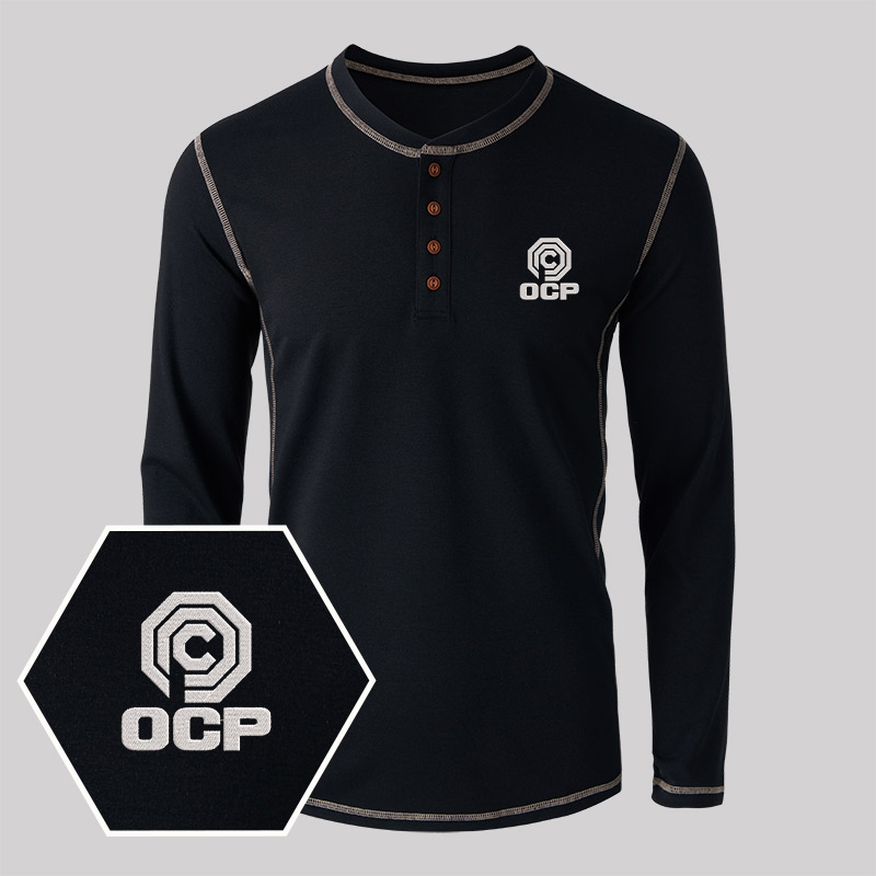 OCP Embroidered Long Sleeve Henley Shirts