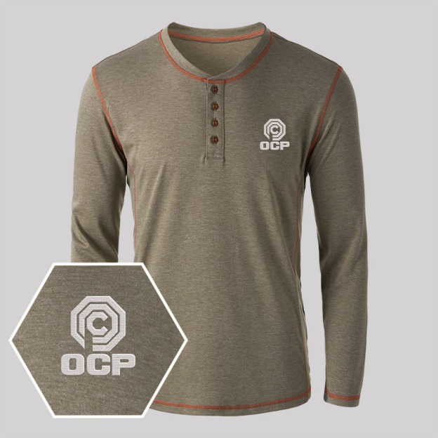 OCP Embroidered Long Sleeve Henley Shirts