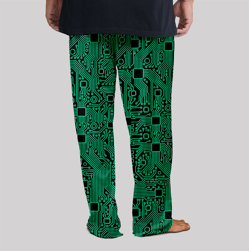 Computer Circuit Board Green Geek Loungewear Pants