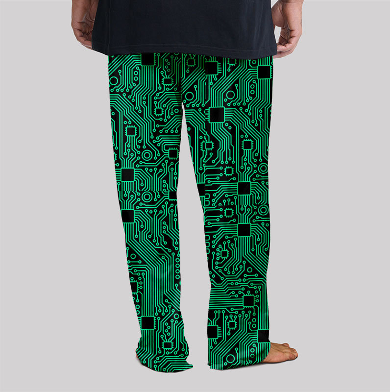 Computer Circuit Board Green Geek Loungewear Pants