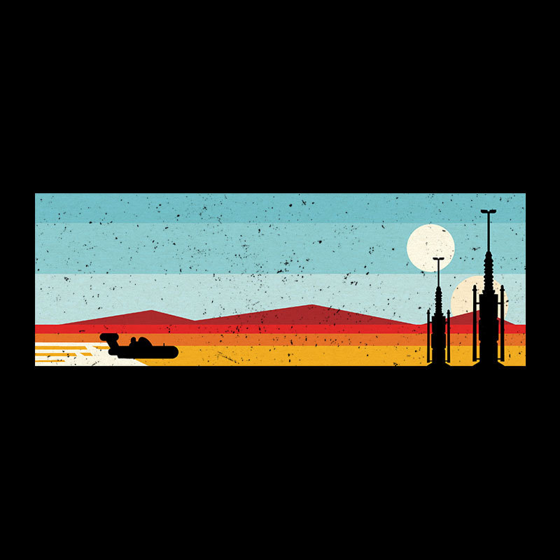 Desert Sunset Rocket Silhouette Geek T-Shirt