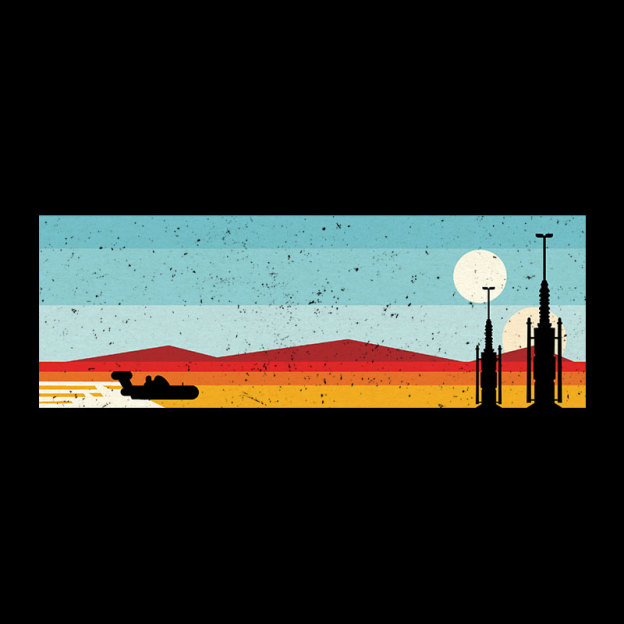 Desert Sunset Rocket Silhouette Geek T-Shirt