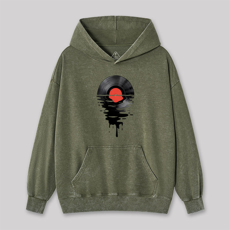 Vinyl LP Music Record Sunset Red Washed Hoodie