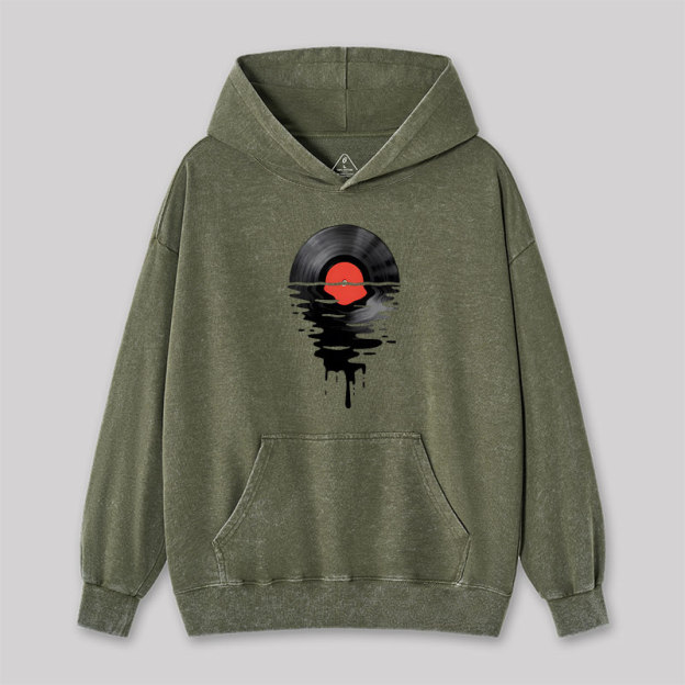 Vinyl LP Music Record Sunset Red Washed Hoodie