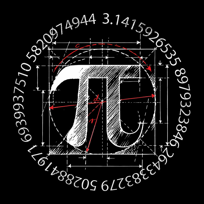 Pi Symbol Sketch Geek T-Shirt