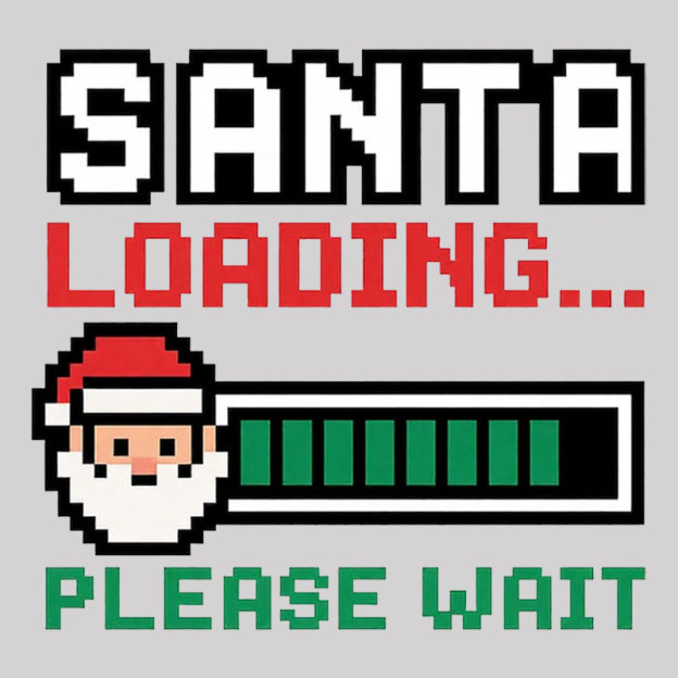 Santa Loading Pixel Design Geek T-Shirt