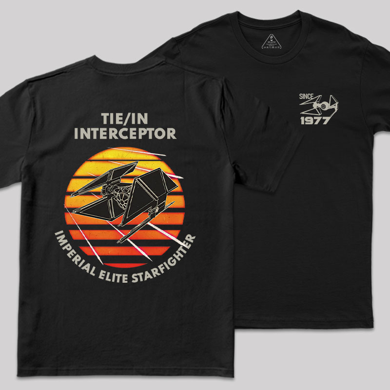 TIE Interceptor Sunset Front and Back Printed Geek T-Shirt
