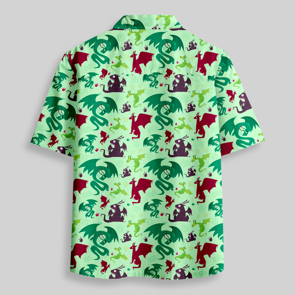 D&D Dragons Pistachio Green Button Up Pocket Shirt