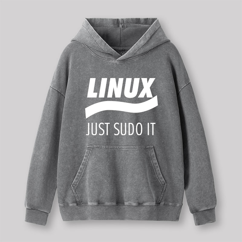Linux Just Sudo It Geek Washed Hoodie