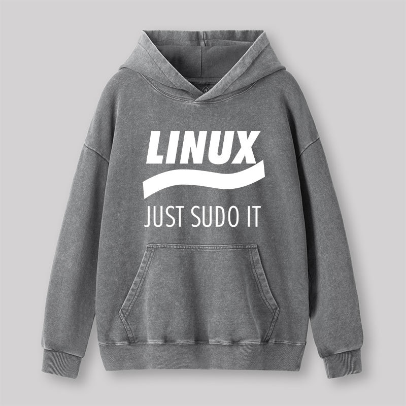 Linux Just Sudo It Geek Washed Hoodie