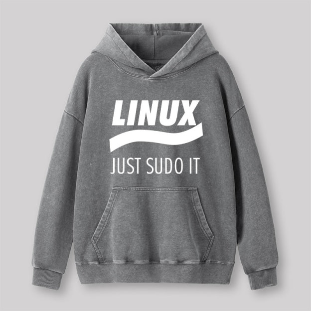 Linux Just Sudo It Geek Washed Hoodie