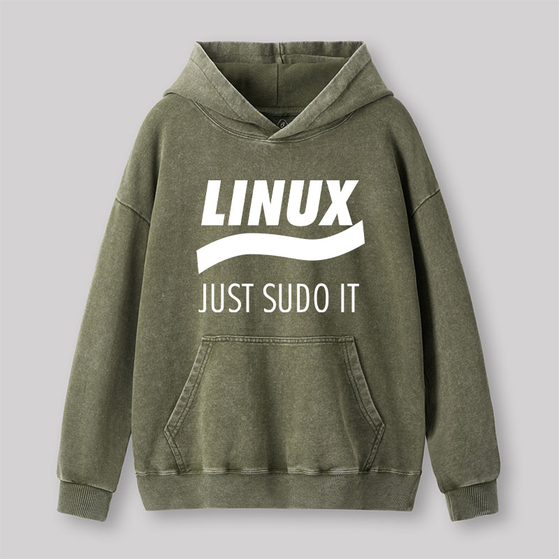 Linux Just Sudo It Geek Washed Hoodie