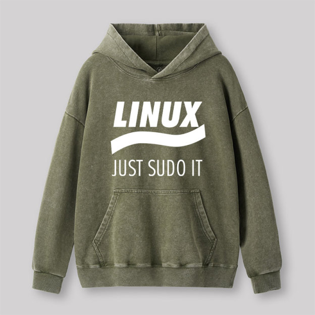 Linux Just Sudo It Geek Washed Hoodie