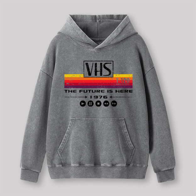 VHS The Future Is Here 1976 Washed Hoodie Geek Washed Hoodie