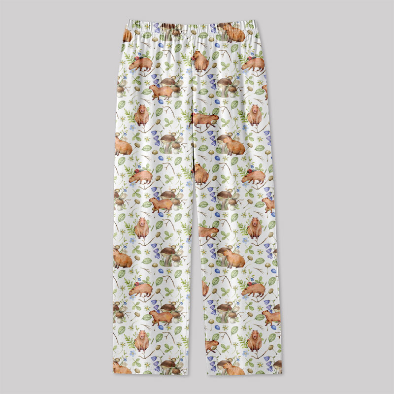 Watercolor Capybara Geek Loungewear Pants
