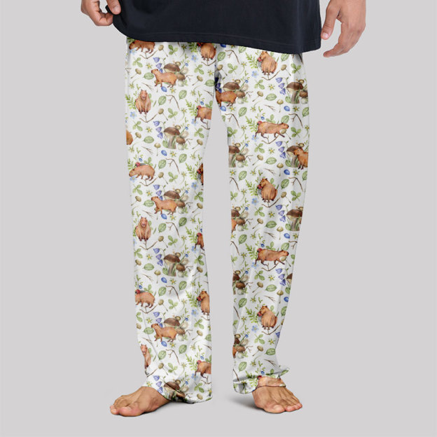 Watercolor Capybara Geek Loungewear Pants