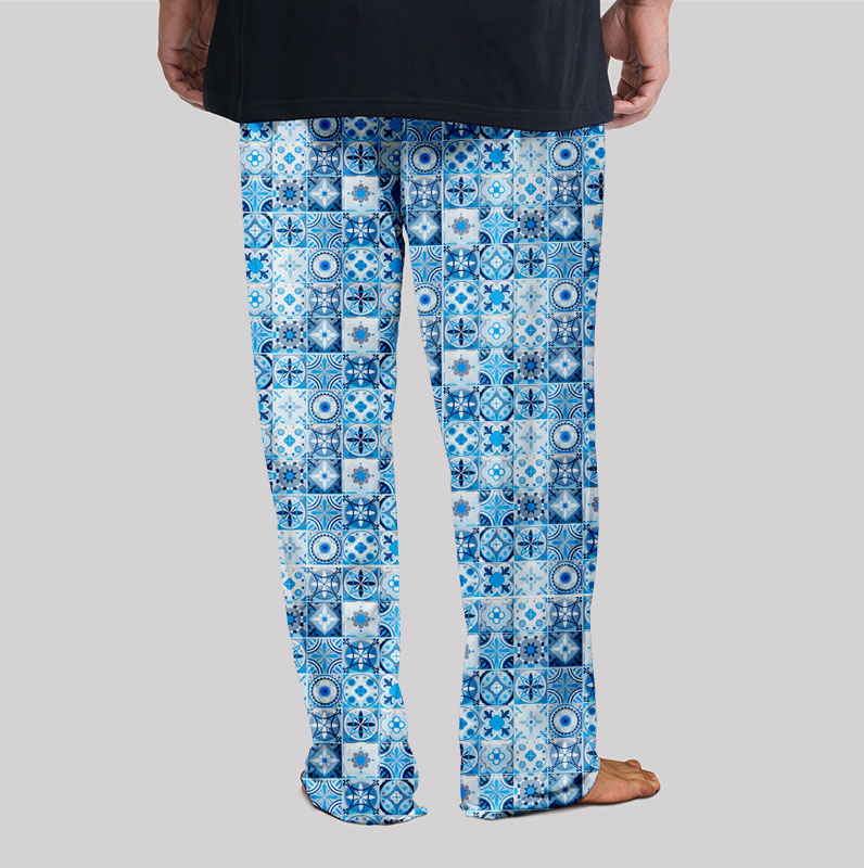 Portuguese Retro Tile Pattern Geek Loungewear Pants