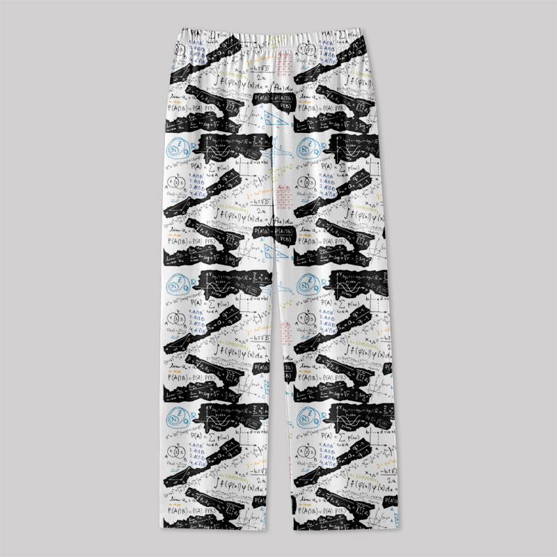 Mathematical Black and White Matching Geek Loungewear Pants