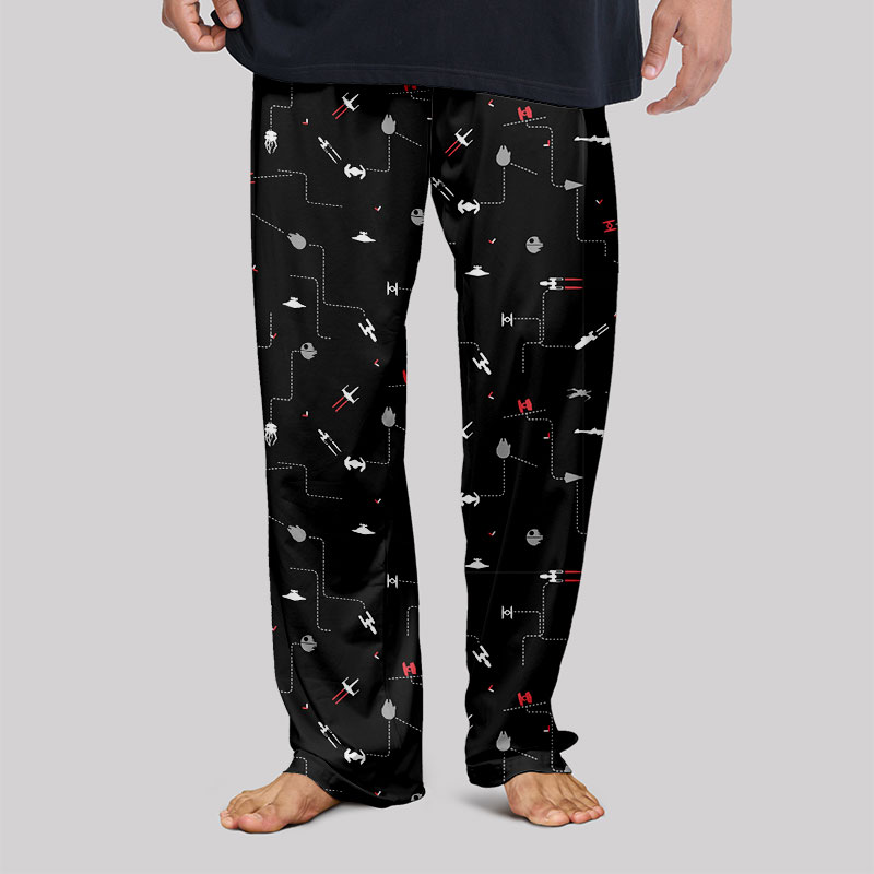 Spaceship Icon Black Geek Loungewear Pants
