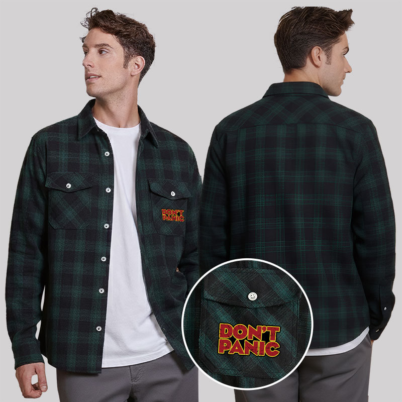 Dont Panic Retro Plaid Flannel Shirt