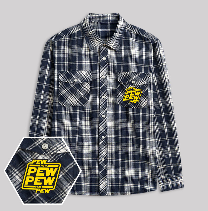 Pew Pew Galaxy Plaid Flannel Shirt