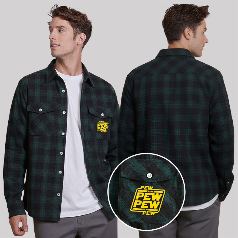 Pew Pew Galaxy Plaid Flannel Shirt