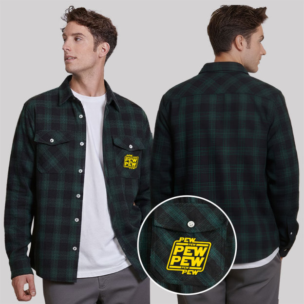 Pew Pew Galaxy Plaid Flannel Shirt