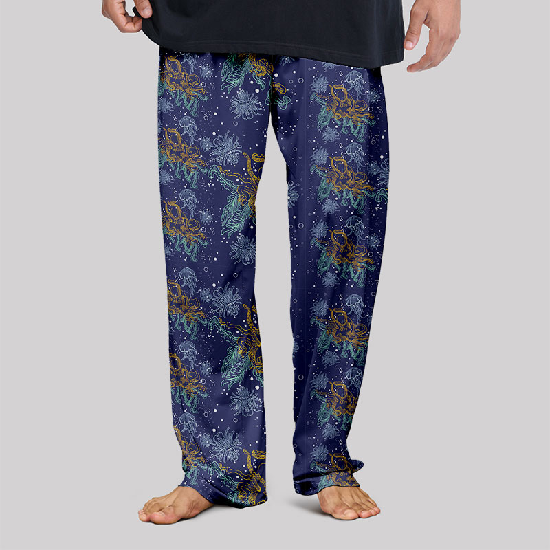 Octopus and Jellyfish on The Seabed Geek Loungewear Pants