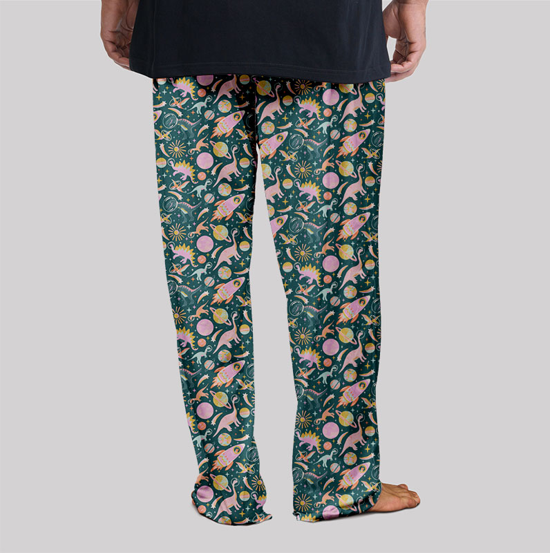 Colorful Dinosaur Planet Geek Loungewear Pants