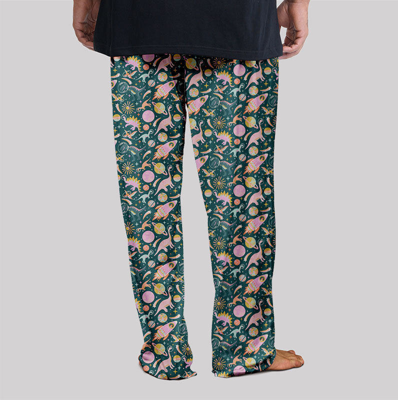 Colorful Dinosaur Planet Geek Loungewear Pants