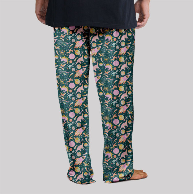 Colorful Dinosaur Planet Geek Loungewear Pants