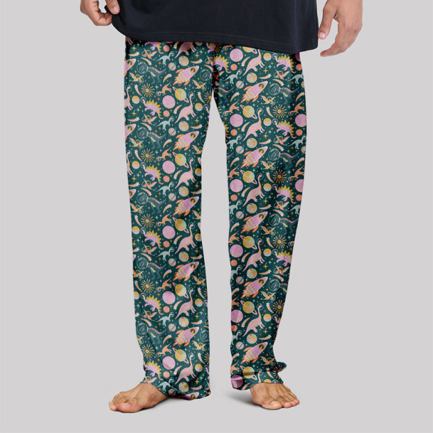 Colorful Dinosaur Planet Geek Loungewear Pants
