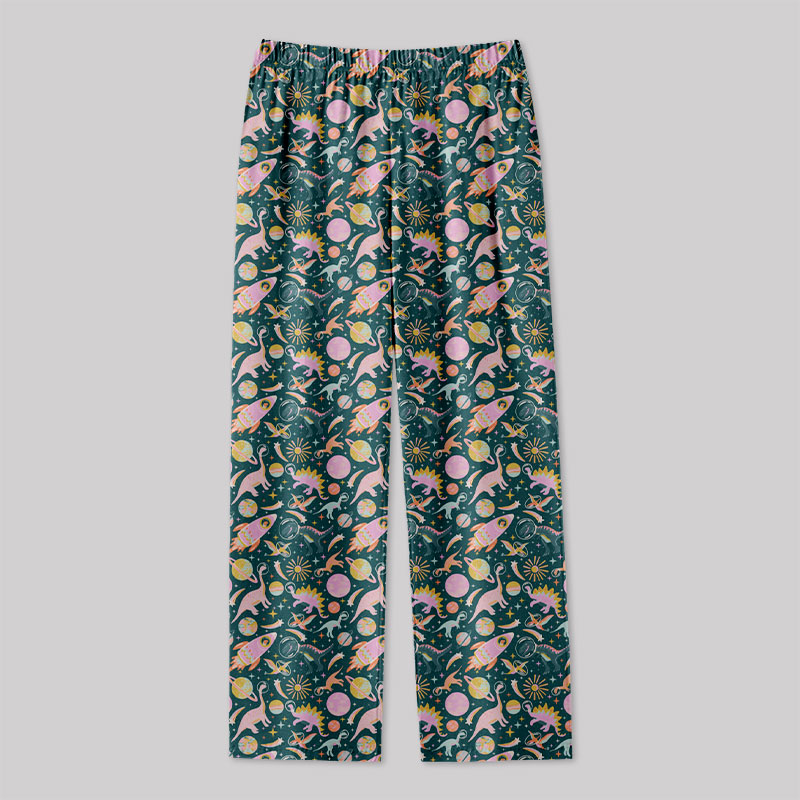 Colorful Dinosaur Planet Geek Loungewear Pants