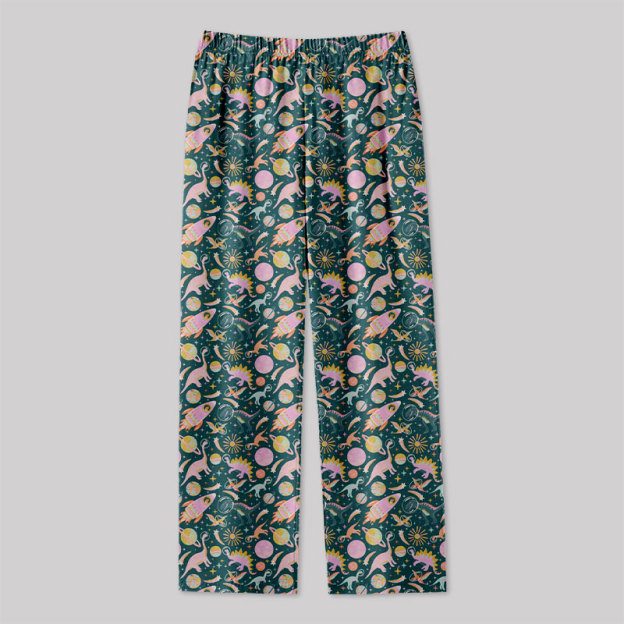 Colorful Dinosaur Planet Geek Loungewear Pants