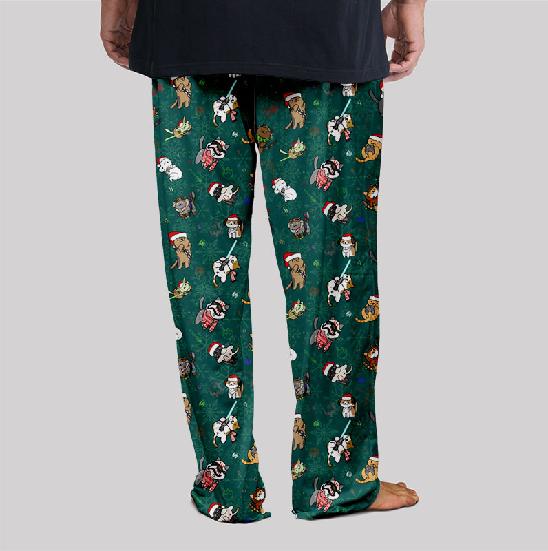 Christmas Light Sword Cat Geek Loungewear Pants